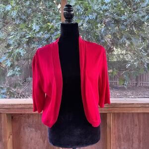 Chaps Women's Red Open Short Sleeve Cardigan Sweater Size L. NEW
